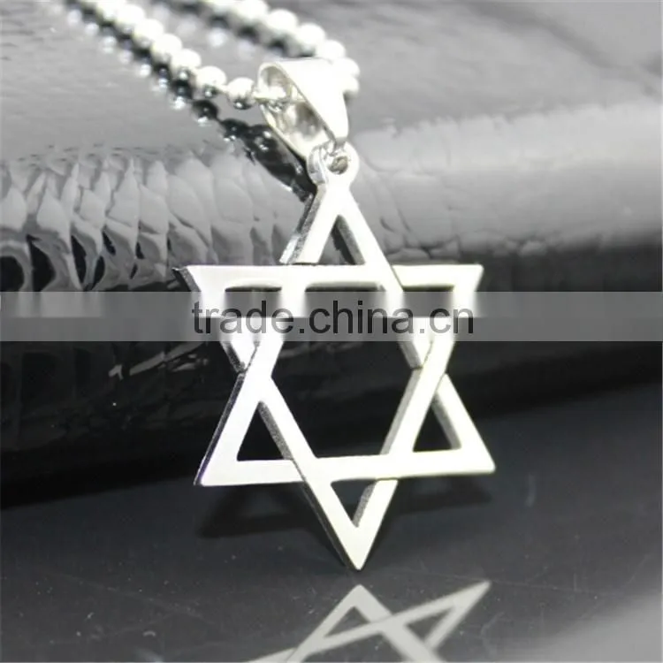 Wholesale stainless steel hexagram six point star pendant necklace