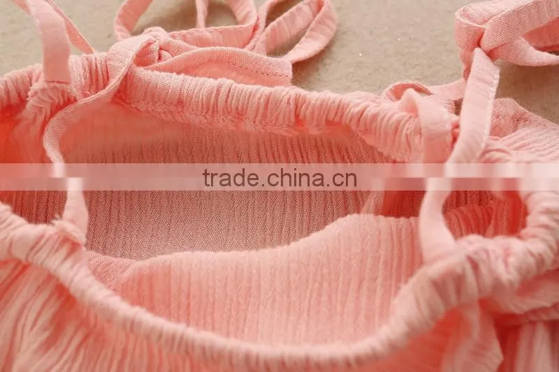 2016 Summer Baby Infant Children's Clothing Baby Girl Clothes Sling Pure Color Jmpsuit Ruffle Cotton Rompers