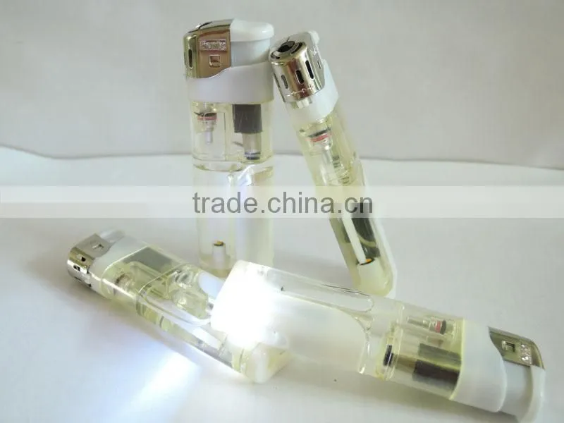 plastic refillable electronic gas torch lighter with led flashlight