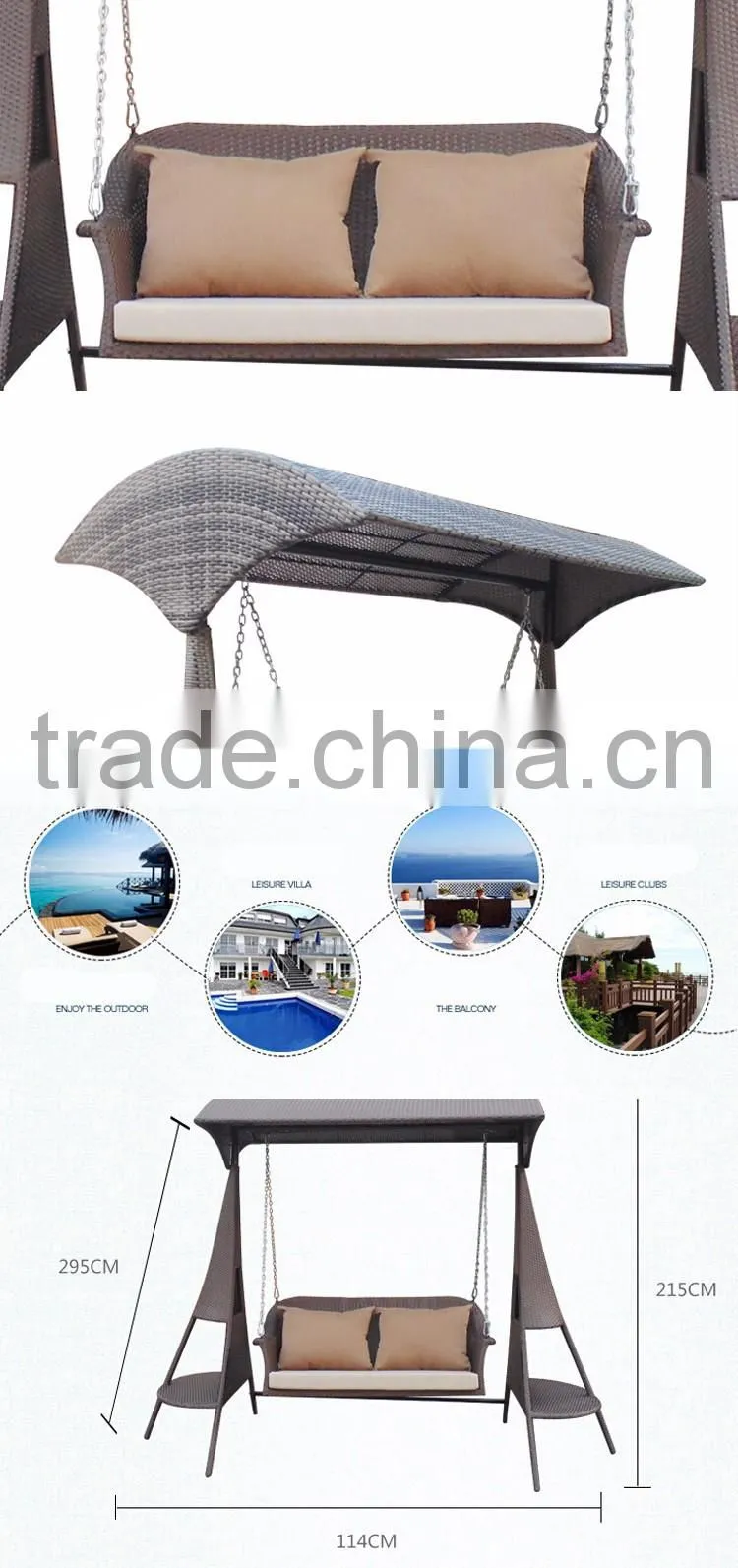 Double Luxury Patio Rattan Hanging Swing Chair Wicker Hanging Garden Swing Chairs