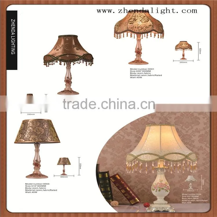 factory wholesale cheap price resin table lamp&bedside lamp with brown fabric shade