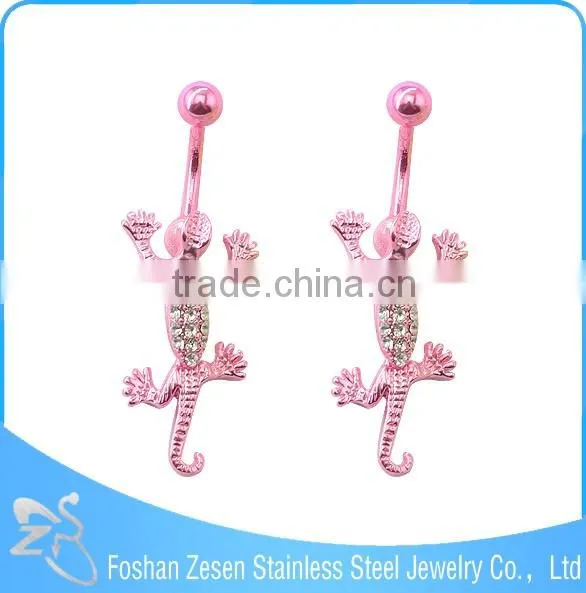 China manufacturer pink female navel white rhinestone lizard piercing body jewelry