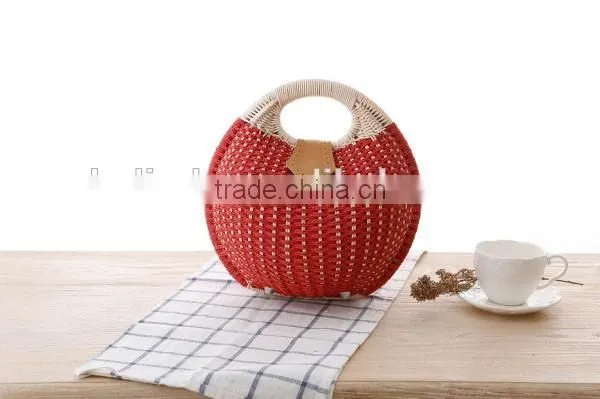 Fashion girl's beige paper straw craft bag