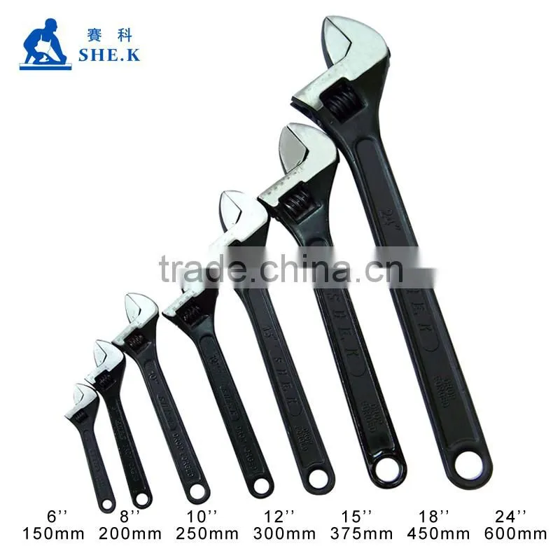 Black carbon steel handle adjustable wrench