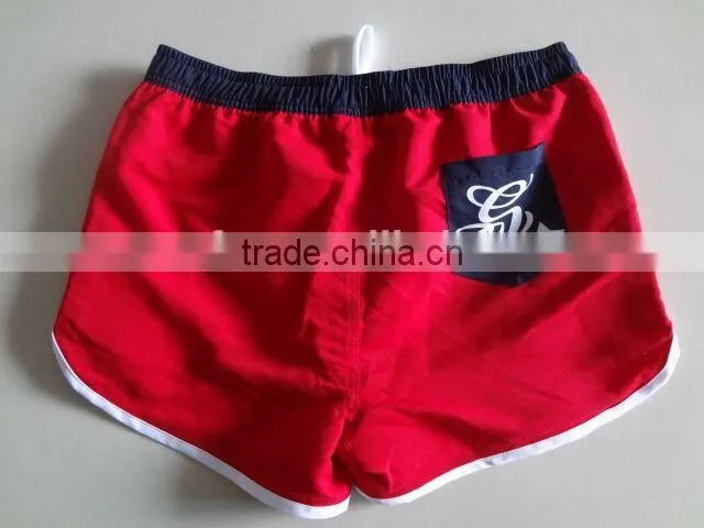 2016 Red Spandex Fabric Pants Mens Beach Shorts