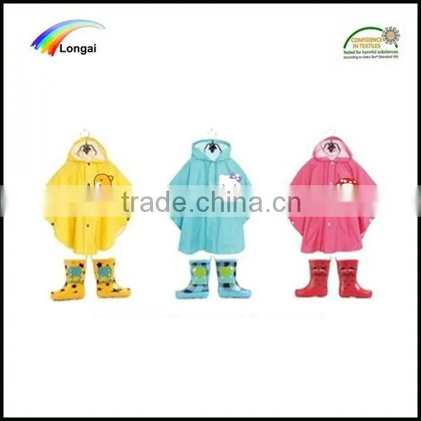 kids wholesale PU 100% waterproof raincoat poncho
