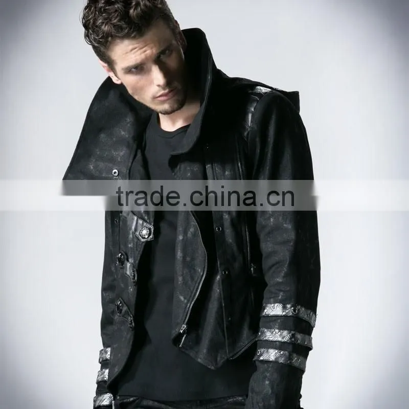 Y-364 Top Sale stylish black men Gothic long winter coat