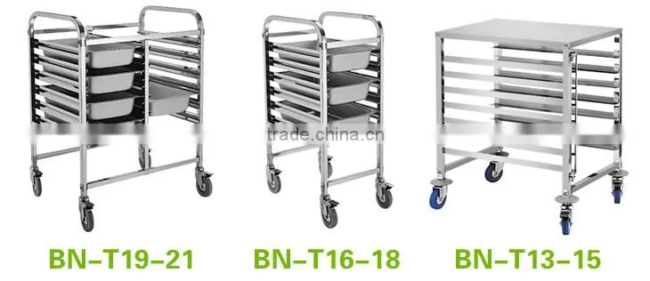 Europea Style Double Row Stainless Steel Tray Rack Trolley/Mobile Gastronorm Rack Trolley BN-T19~21