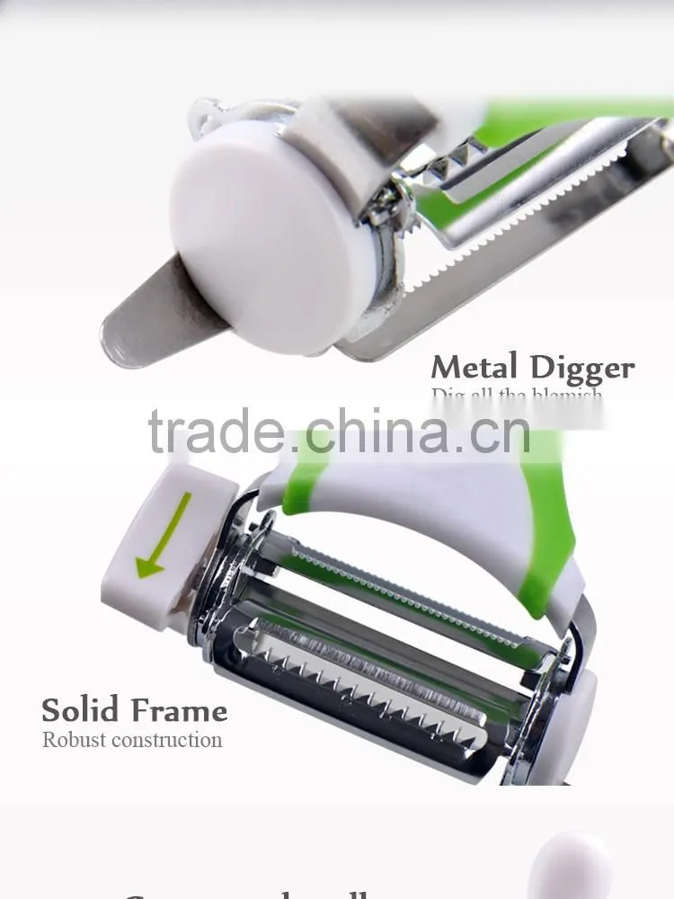 2016 as seen on TV kitchen gadgets 3 in 1 blades rotary manual multifunctional potato vegetable slicer peeler
