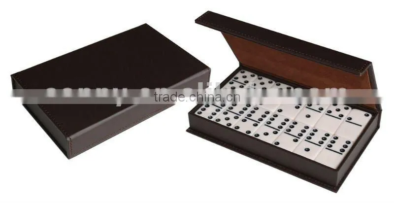 Leather Case Double Six Domino Set