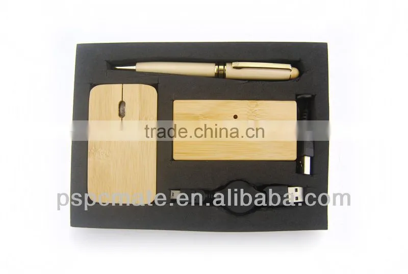 bamboo elegant gift set 3 in 1 bamboo mouse and hub,ball pen