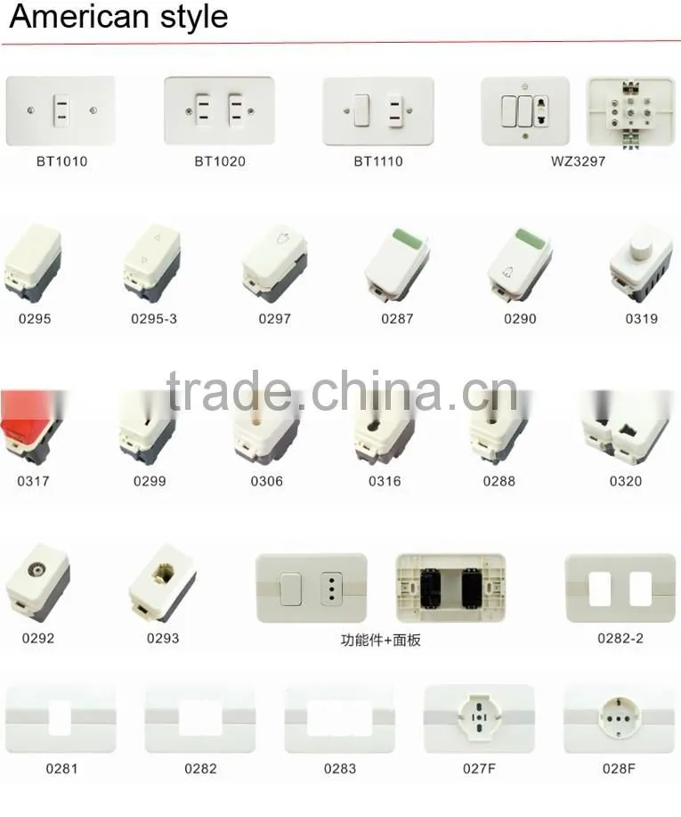 American style 250V wall switch push button