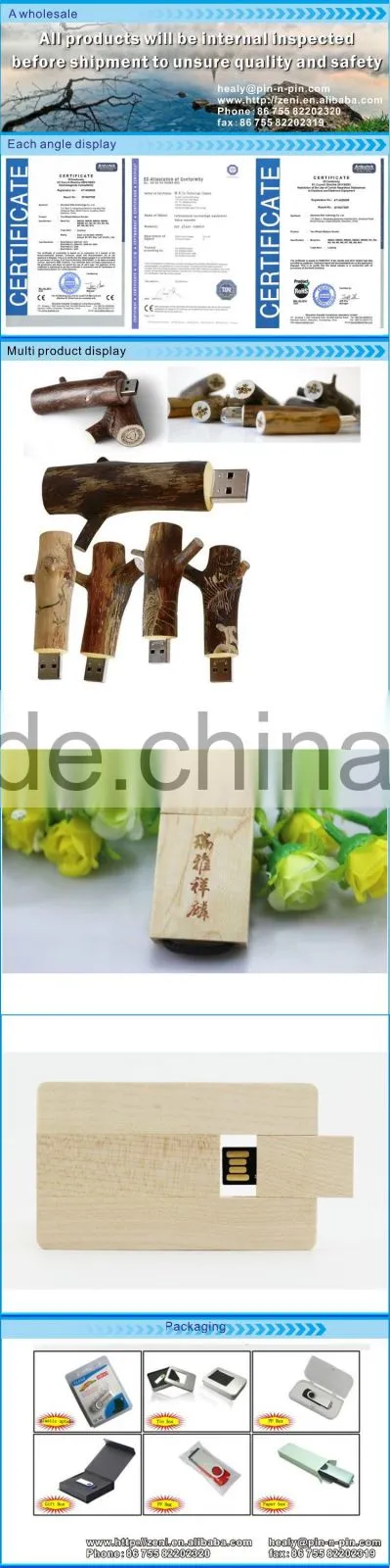 Quality-Assured Sell Well engraving logo wood usb flash drive