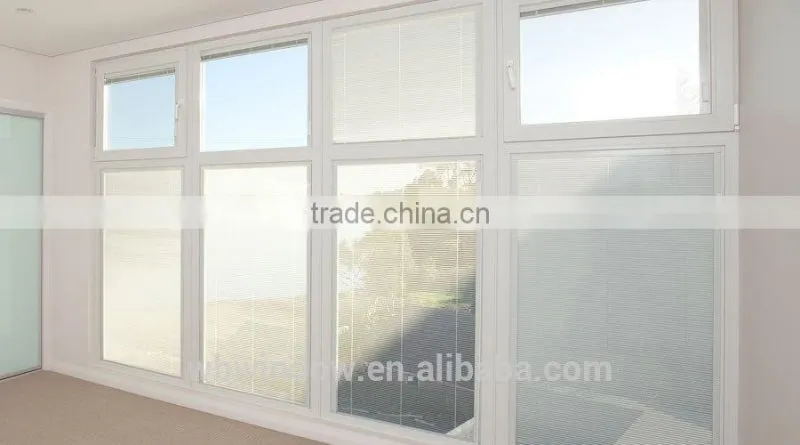 PVC window with shutter in Foshan,double glazed with shutter inside window