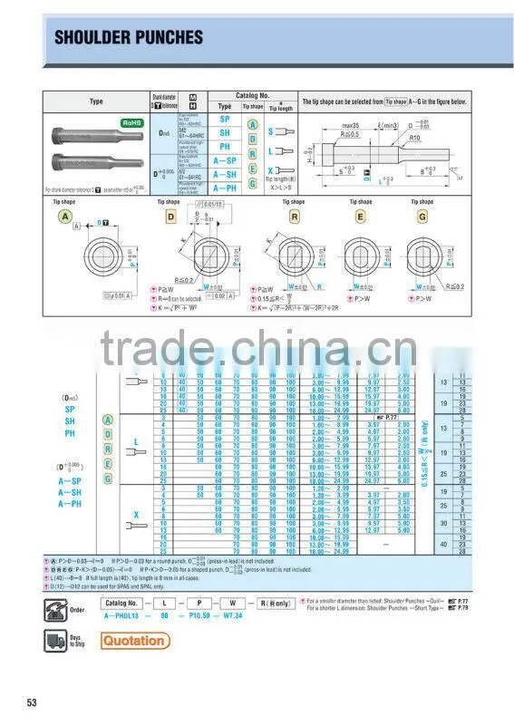 China factory high quality products Hasco standard punches
