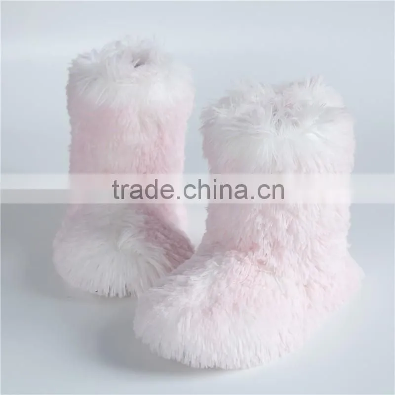 Ladies long pink PV plush boots