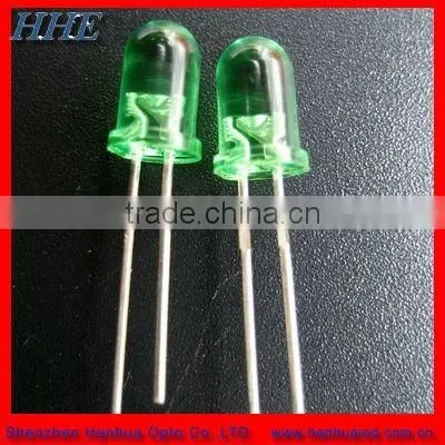 5mm round green transparent led lamps 20mA