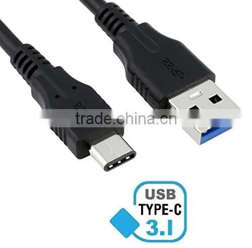 USB Type C to Standard Type A Male Charging Cable for New MacBook, Chromebook Pixel, Nexus 5X, Nexus 6P, Pixel C, OnePlus Black
