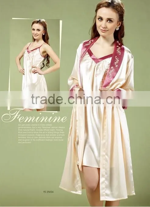 100%mulberry silk nightdress for lady, sexy lace embroider hemmed silk nightgown, soft and smooth silk lingerie