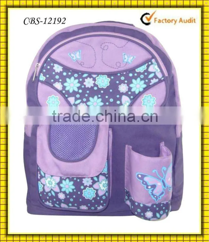 2013 Pink flower design high school girls bags