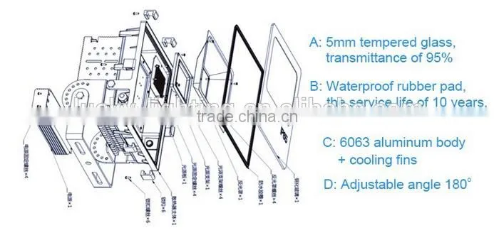 football field led flood light high lumen 100w 150w outdoor led flood light 100w ip66