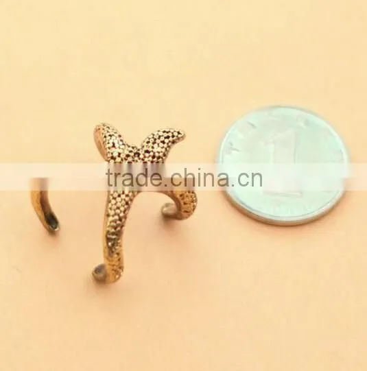 Retro Vintage Fashion Bronze Golden Alloy Sea Animal Starfish Ring Coral