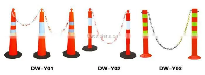 red and white plastic traffic bollard