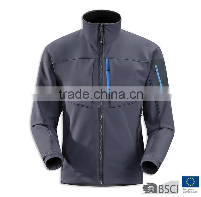 Mens Color Contrasted Good Designed Printed 3 Layers Bonded Waterproof Softshell Jacket