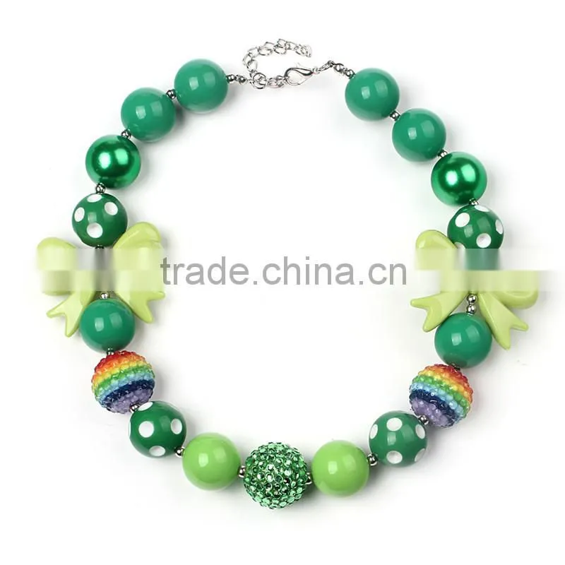 wholesale chunky bead necklace and bowknot hairband for little baby fashion girls chunky necklace baby outfits decorations