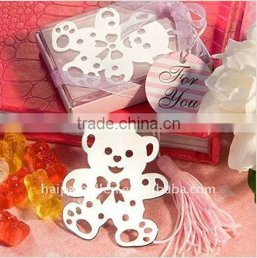 PINK bear-shaped metal bookmark for books