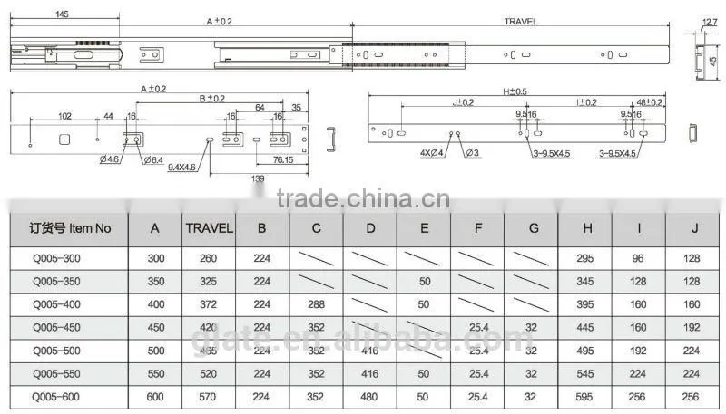 Cheap Ball Slide Zinc Plated Cabinet Damper Drawer Slide