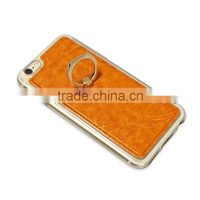 Multifunction PU Leather Back Case for iPhone 6s with Ring Holder Stand