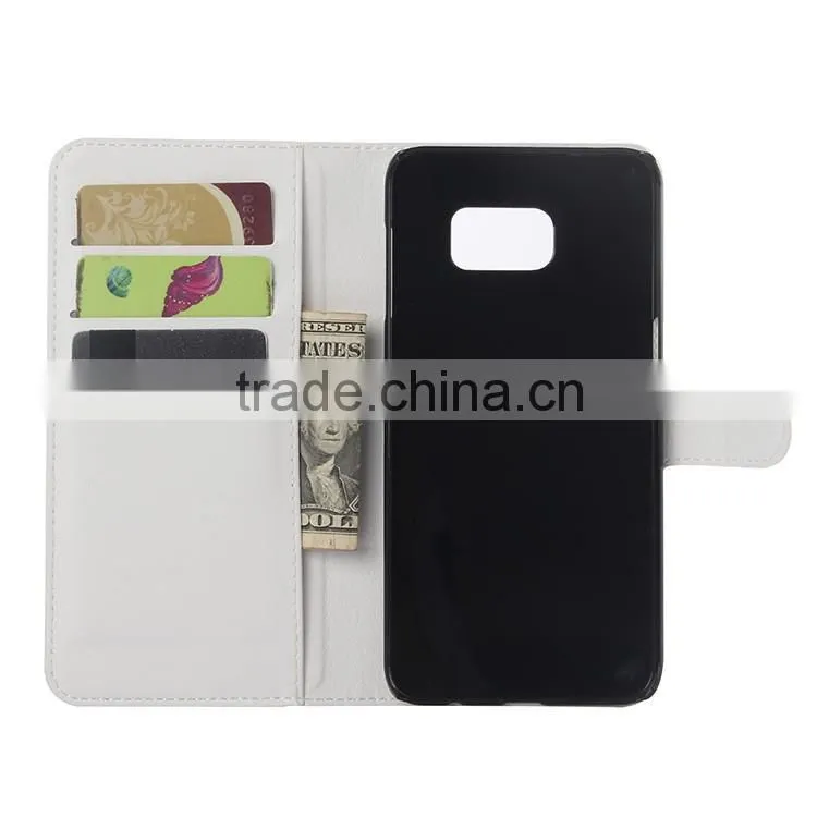 Hot Selling Ultra Thin Lichee PU Leather Case Wallet Folio Flip Cover for Samsung GALAXY S6 edge Plus