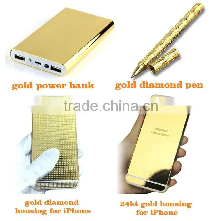 Luxurious custom shape gold diamond pen &engraved gold pens