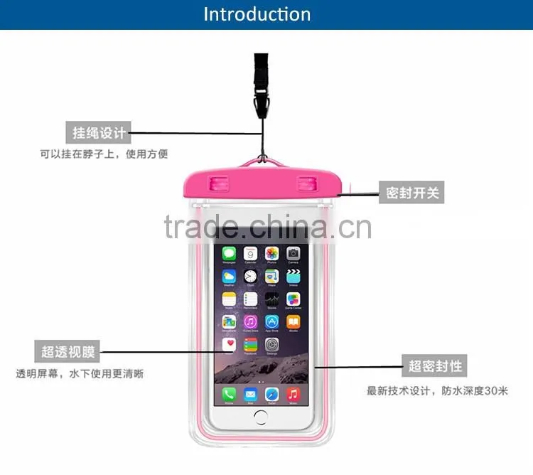 Alibaba express wholesale price fluorescenet waterproof camera bag, waterproof bag for phone