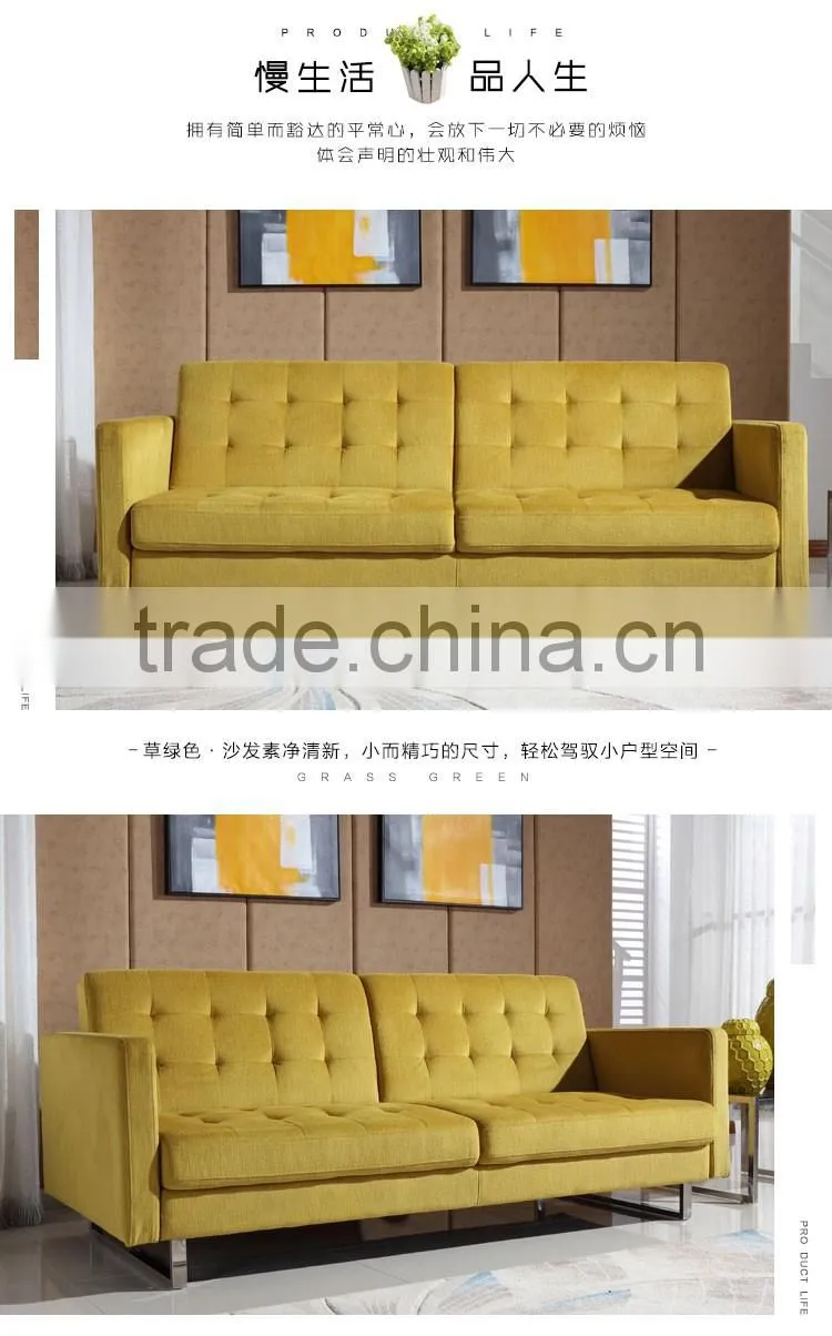 modern convertible simplistic linen futon bed, yellow