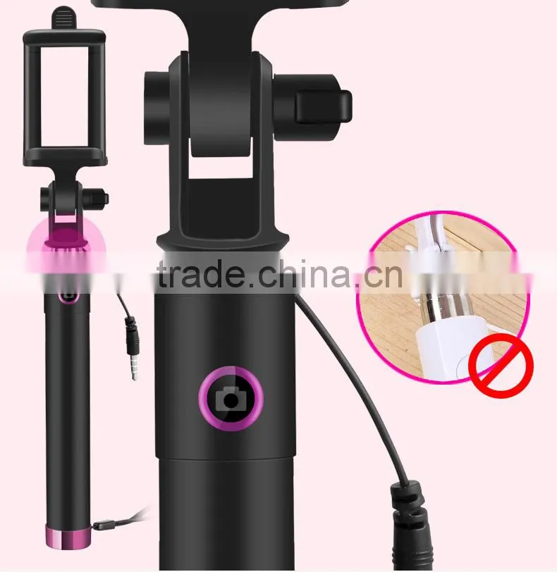 Hot selling fashionable multifunctional composite mini monopod foldable selfie stick with wire