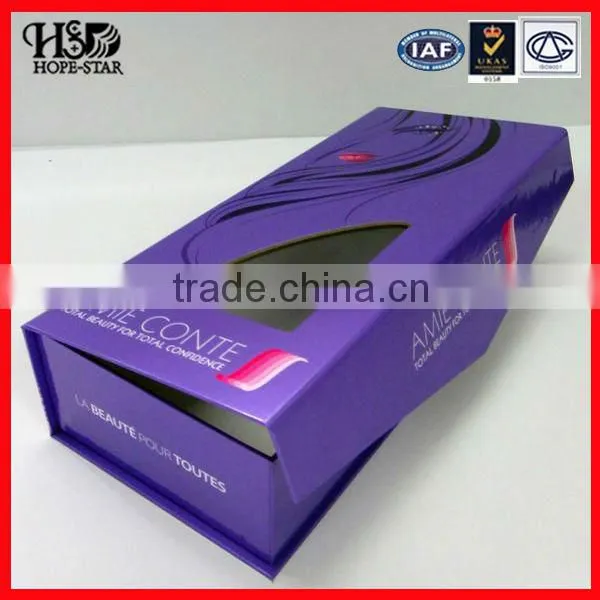 Custom clear window hair extension packaging box, paper hair extension packaging wholesale