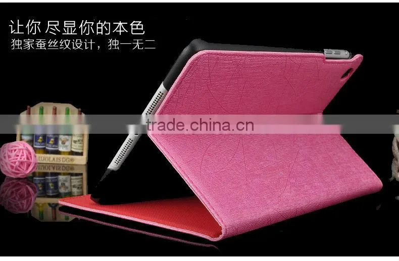wholesale made in china stand flip silk pu case for ipad mini 2