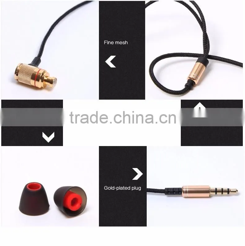 2016 popular metal wired earphone in ear earbuds with microphone