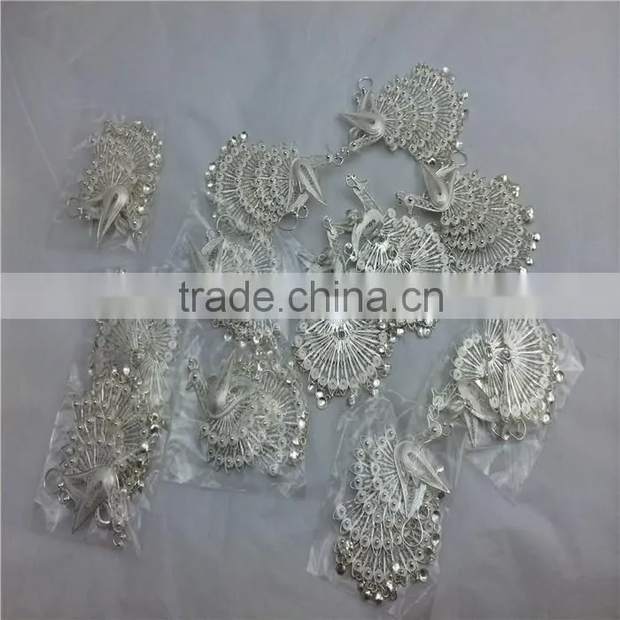 Ethnic minorities The dai nationality silver peacock dress decoration silver plating processing