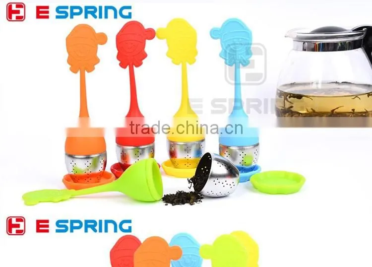 Gift Promotion Father Christmas Design Silicone Tea Infuser Bottle