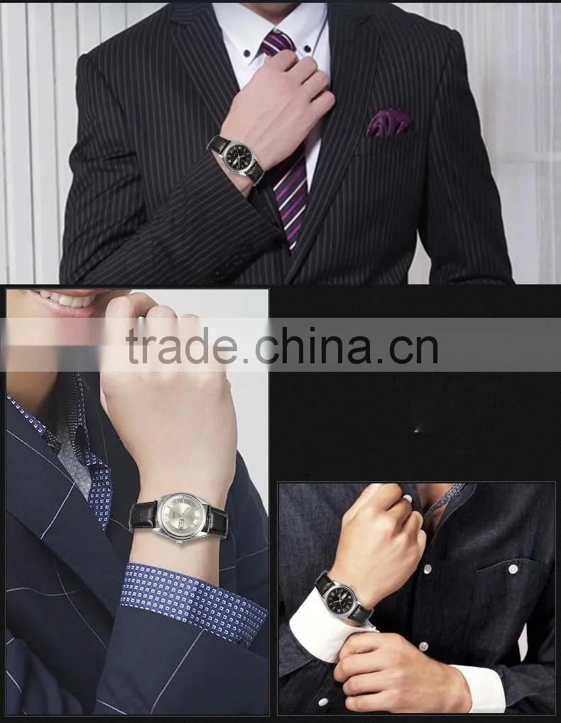 Trendy custom brand logo men quartz wirst vintage leather watch luminous pointer dial