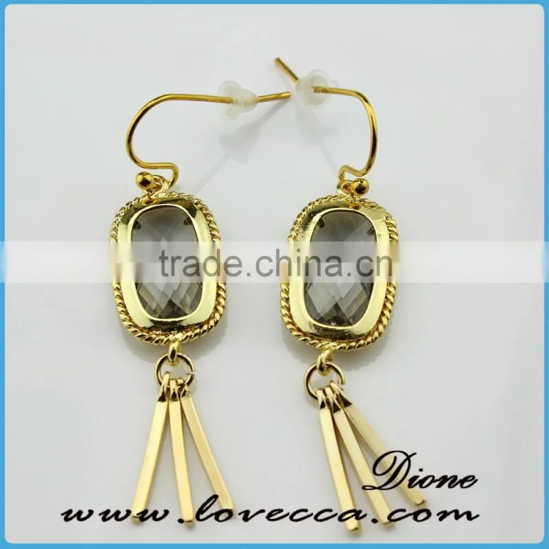 Drop shape stud earrings green colored glass stone earring for gift