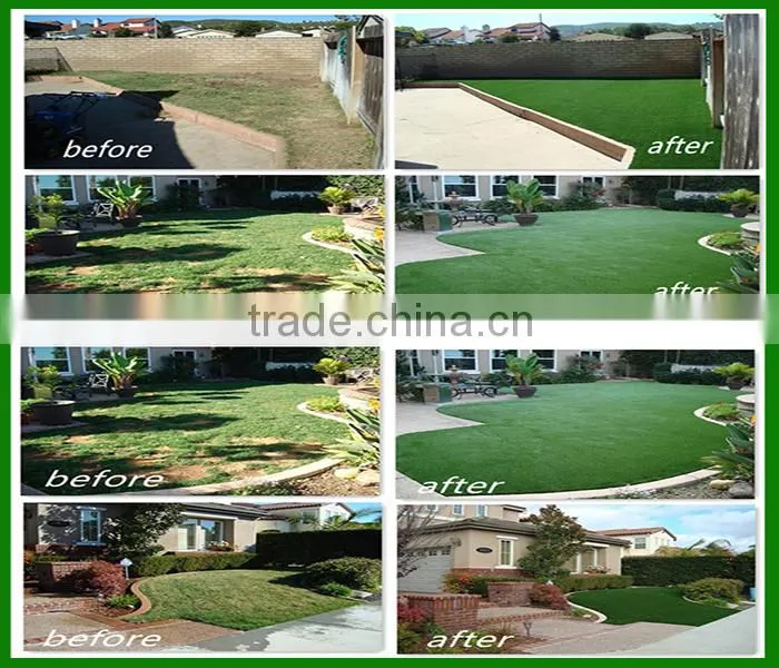 Chinese factory landscape artificial grass with straight and curled yarn