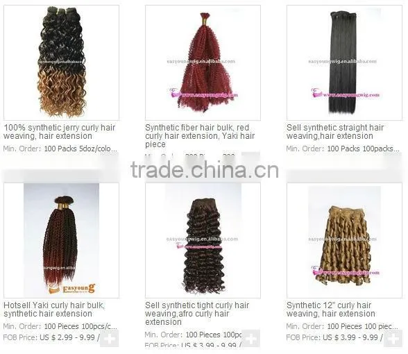 100% synthetic omber color afro curly hair weave, hair weft for braiding