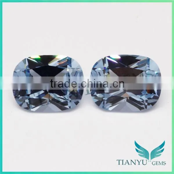 Synthetic sapphire lab created loose gemstones 8x10mm light sea blue spinel 106# cushion shape spinel price