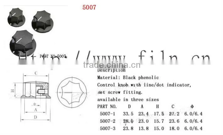 FL-5007 plastic knob potentiometers