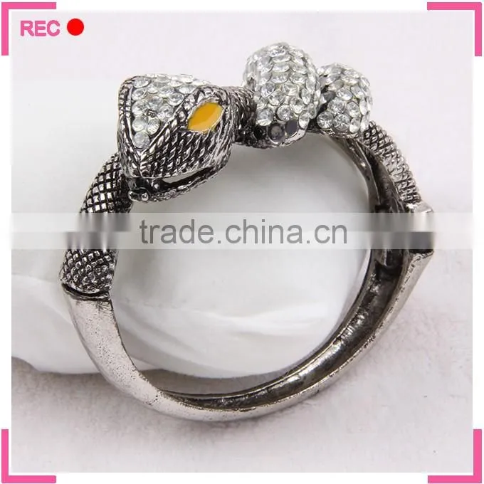 Cheap wholesale bangles snake shaped, imitate antique silver girls fancy bangles