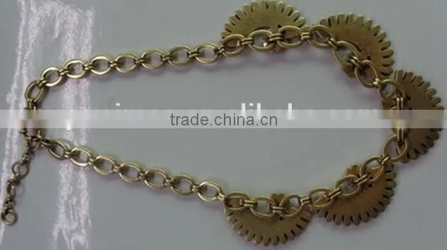 2014 most popular short charm coarse chain necklace with acrylic